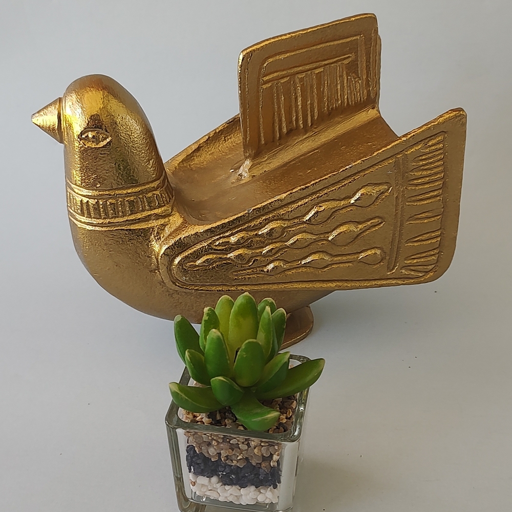 Weinberg Eames Era Die Cast Metal Bird Sculpture Vintage Gold Tone Finish New - Picture 2 of 9